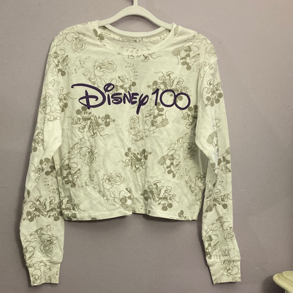 Disney 100 Cream and Purple Long Sleeve Shirt